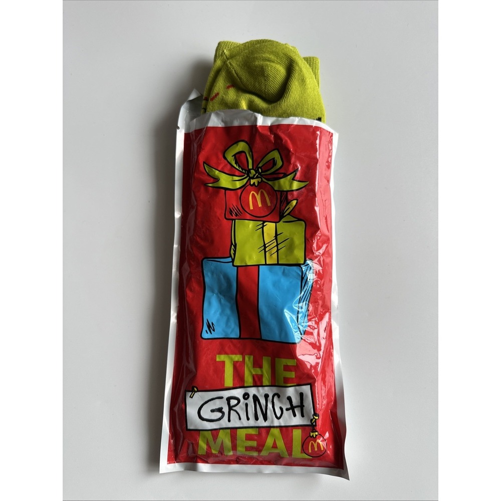 2025 McDONALD'S Grinch Socks Christmas Adult Happy Meal Green Socks - Picture 1 of 5